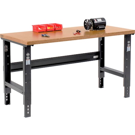 Global Industrial Adjustable Height Workbench, 60 x 30in, Shop Top Square Edge, Black 183162BK